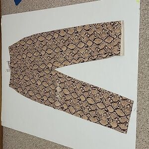 Zara faux leather snake skin print pants women's XS brown tan NWT Indie sleeze